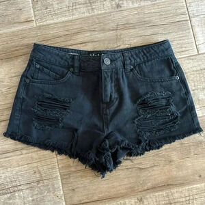 Volcom brand high waisted Jean shorts with distressed look
